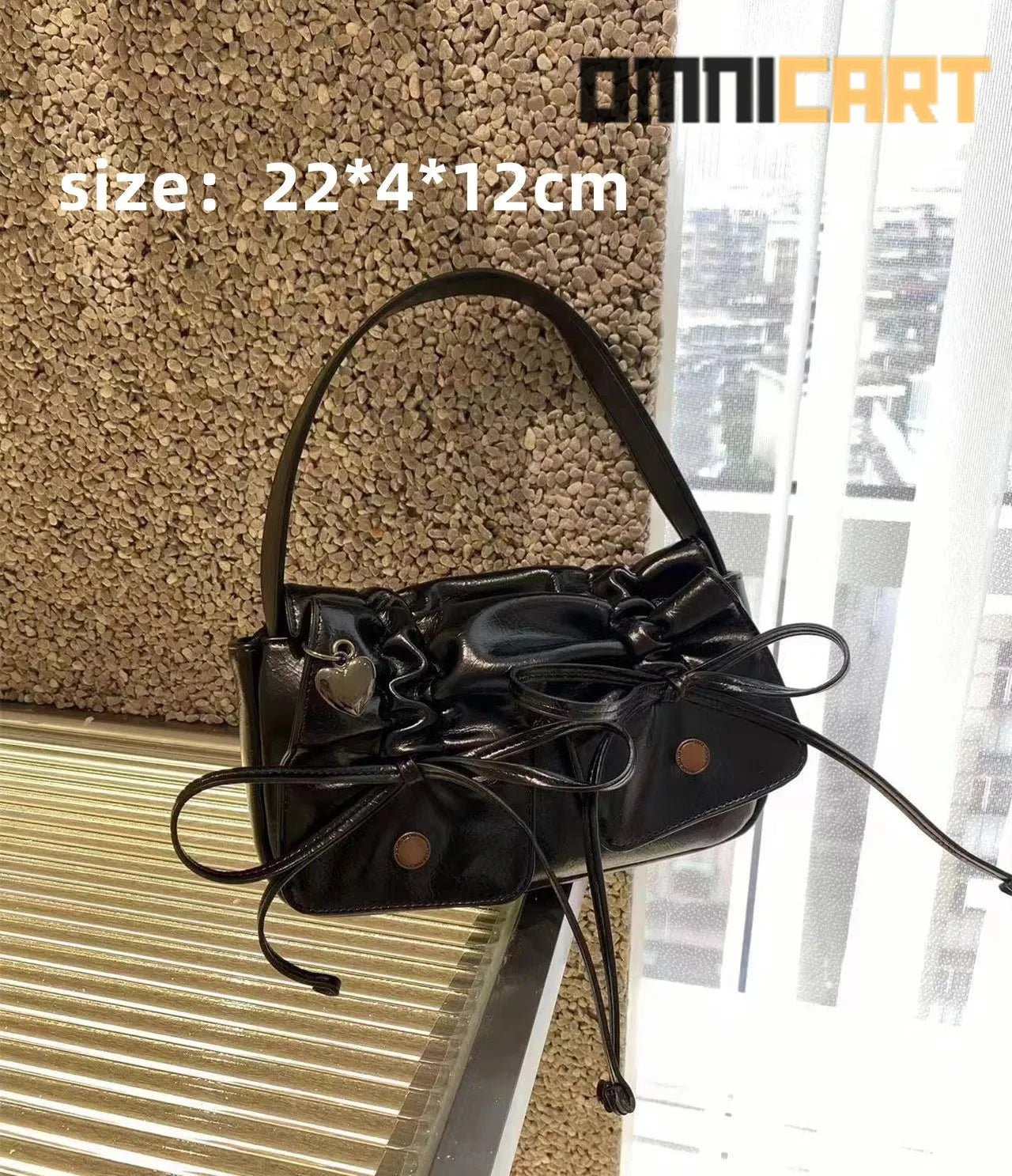 FIRMRANCH Ins Maillard Style Drawstring Bow Shoulder Bag - OmniCart