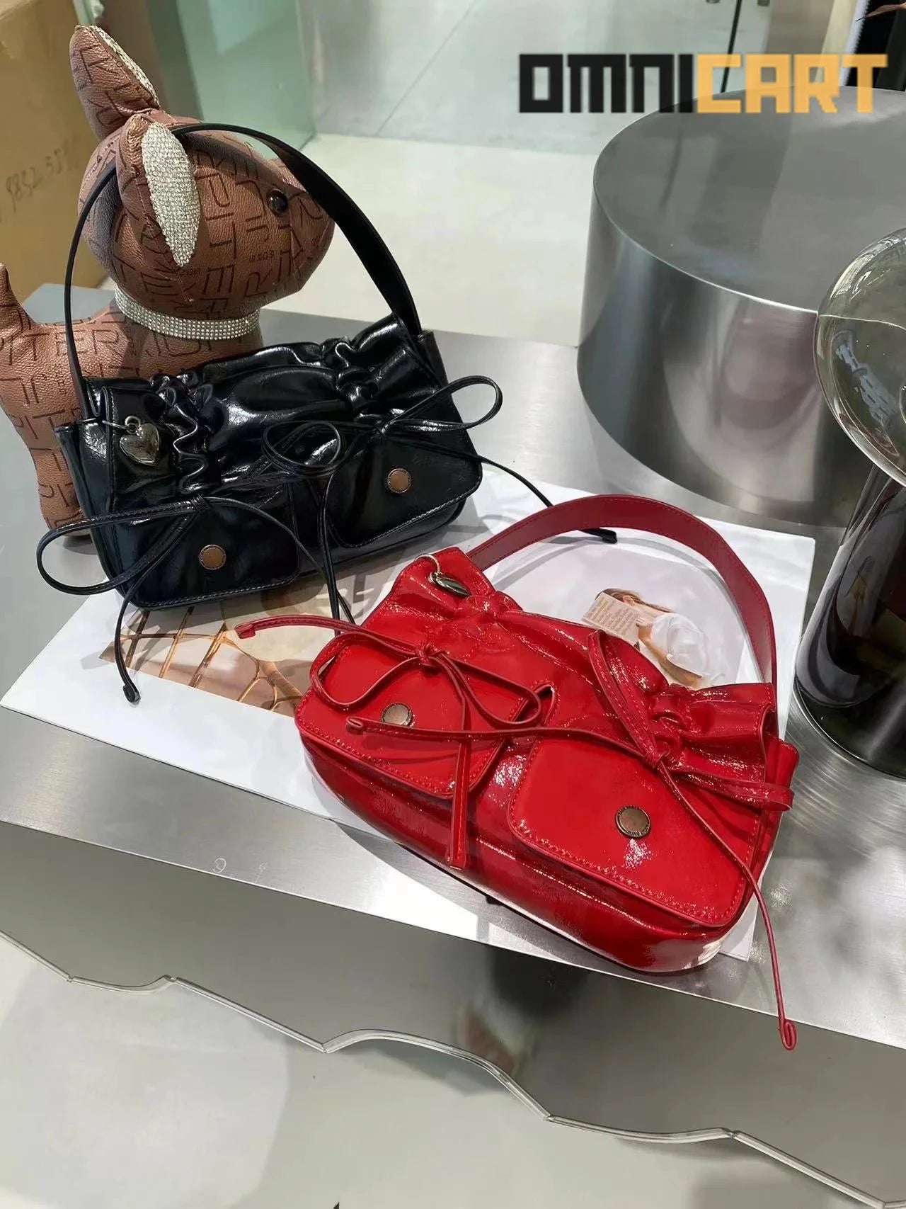 FIRMRANCH Ins Maillard Style Drawstring Bow Shoulder Bag - OmniCart