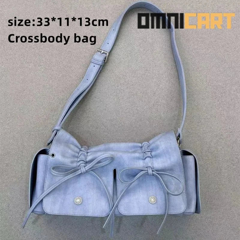 FIRMRANCH Ins Maillard Style Drawstring Bow Shoulder Bag - OmniCart