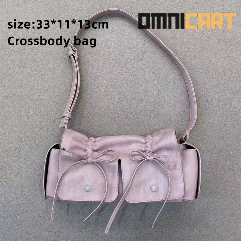 FIRMRANCH Ins Maillard Style Drawstring Bow Shoulder Bag - OmniCart