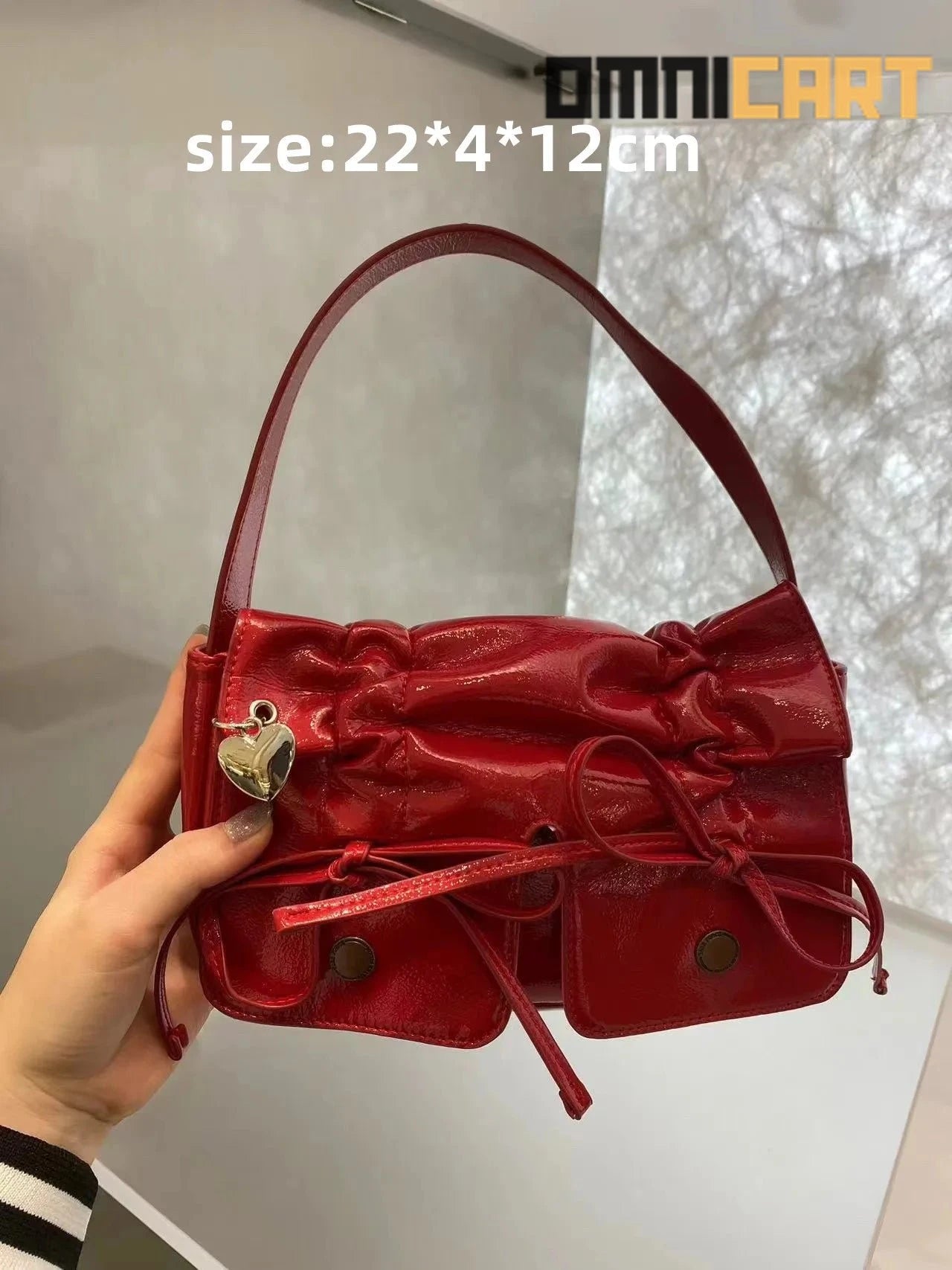 FIRMRANCH Ins Maillard Style Drawstring Bow Shoulder Bag - OmniCart