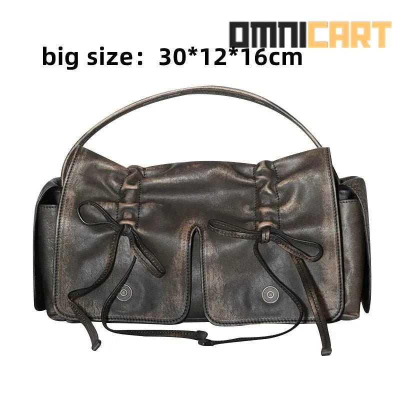 FIRMRANCH Ins Maillard Style Drawstring Bow Shoulder Bag - OmniCart