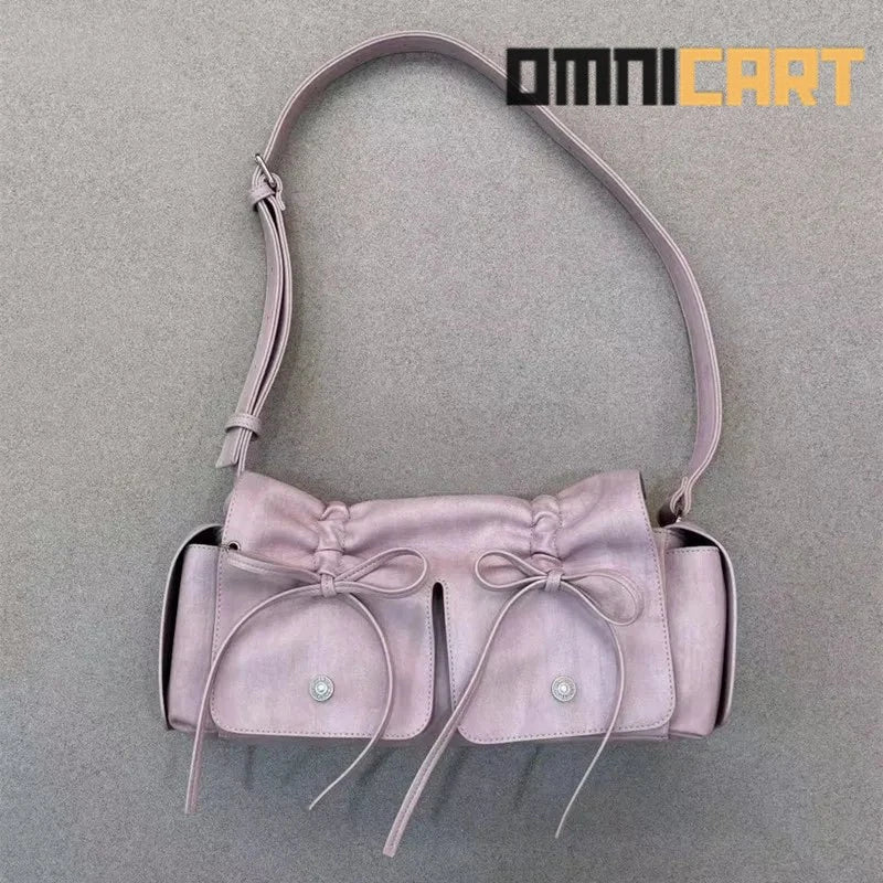 FIRMRANCH Ins Maillard Style Drawstring Bow Shoulder Bag - OmniCart