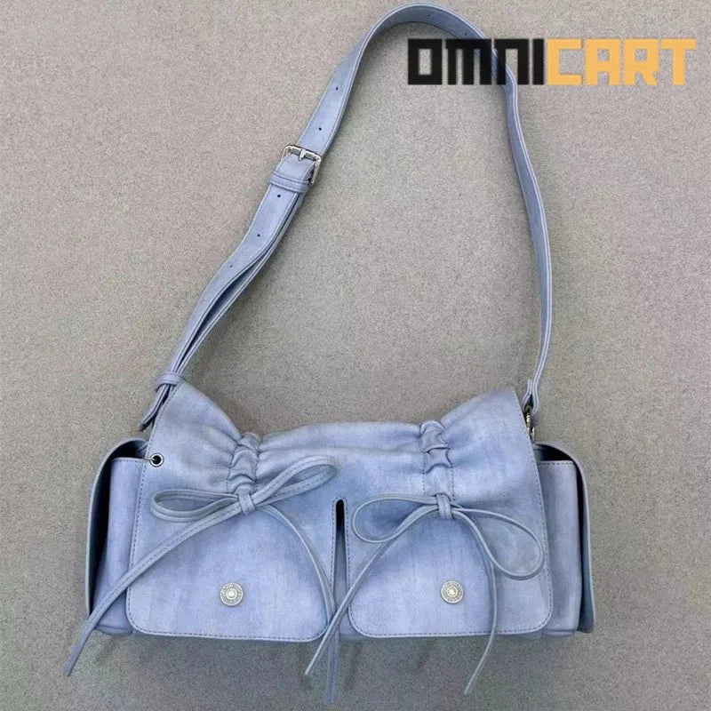 FIRMRANCH Ins Maillard Style Drawstring Bow Shoulder Bag - OmniCart