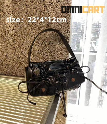 FIRMRANCH Ins Maillard Style Drawstring Bow Shoulder Bag - OmniCart