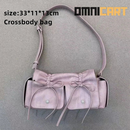FIRMRANCH Ins Maillard Style Drawstring Bow Shoulder Bag - OmniCart