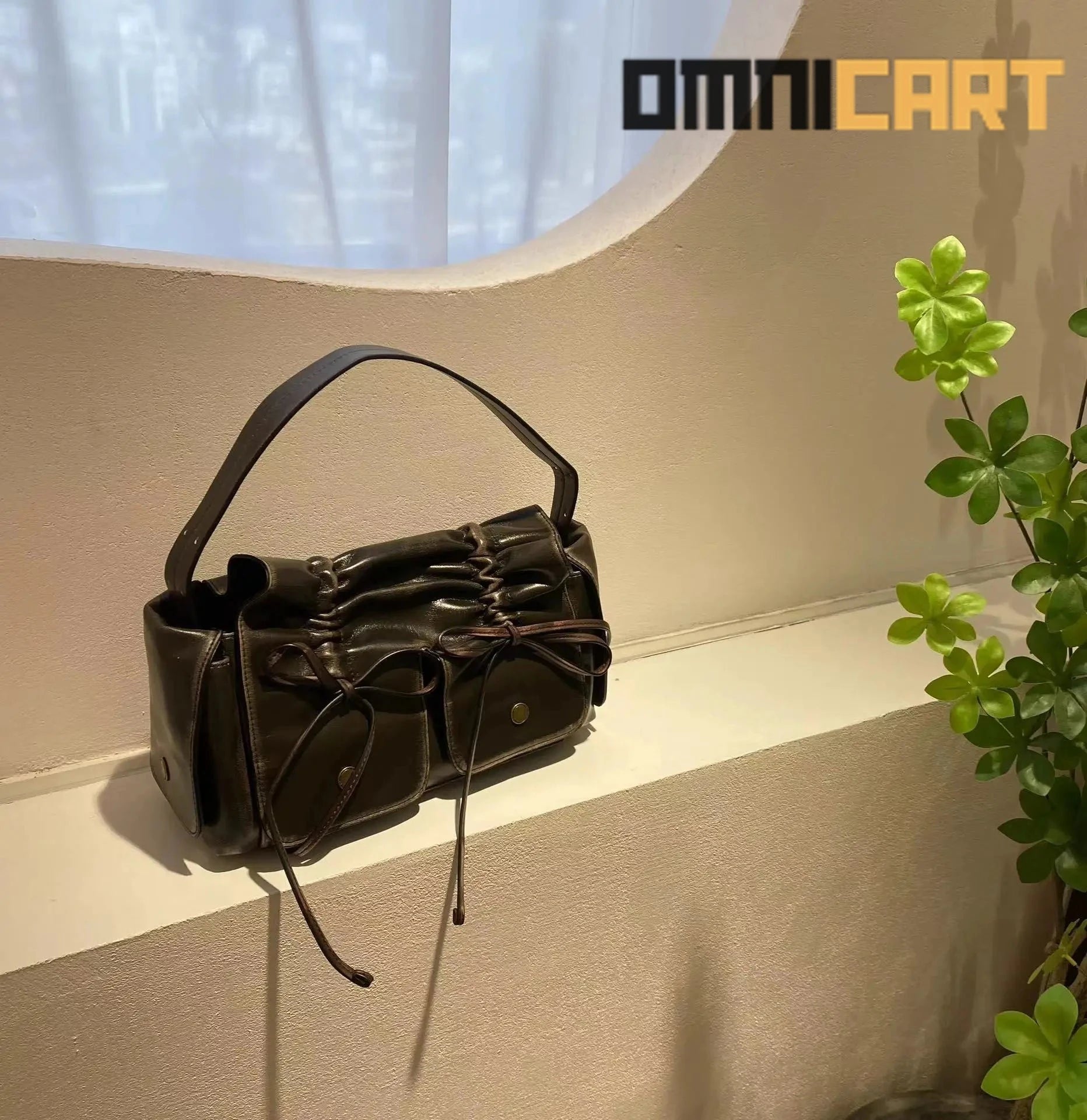 FIRMRANCH Ins Maillard Style Drawstring Bow Shoulder Bag - OmniCart