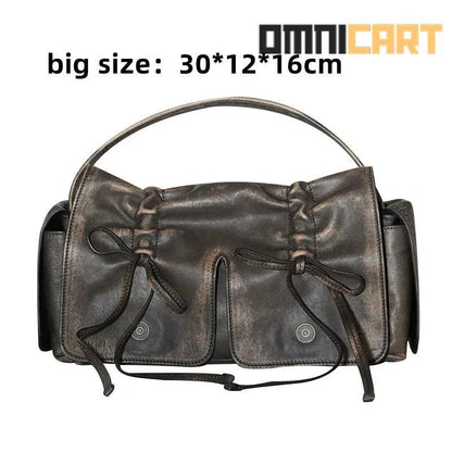 FIRMRANCH Ins Maillard Style Drawstring Bow Shoulder Bag - OmniCart