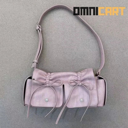 FIRMRANCH Ins Maillard Style Drawstring Bow Shoulder Bag - OmniCart